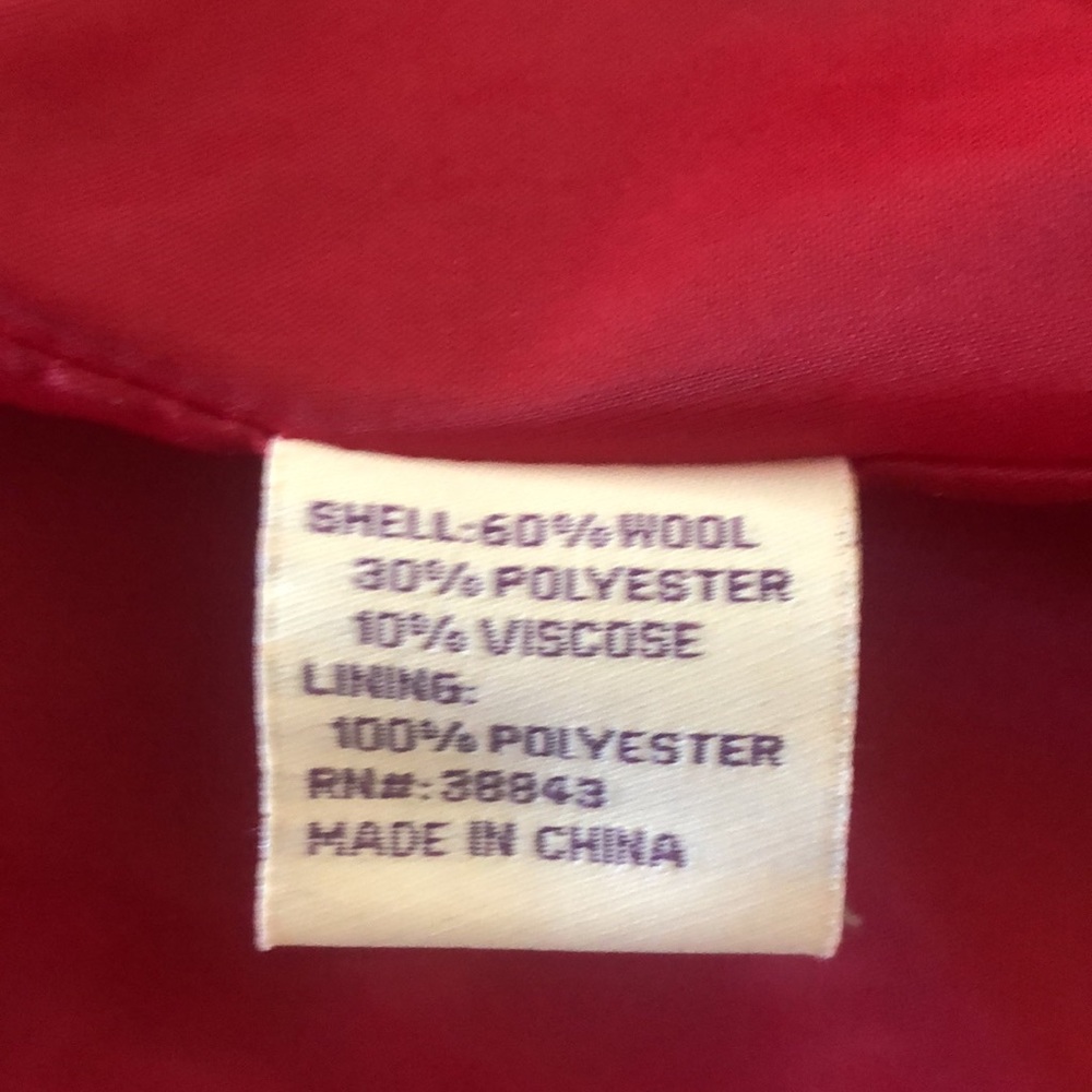AMERICAN RAG red wool pea coat with hood size medium - Picture 4 of 5